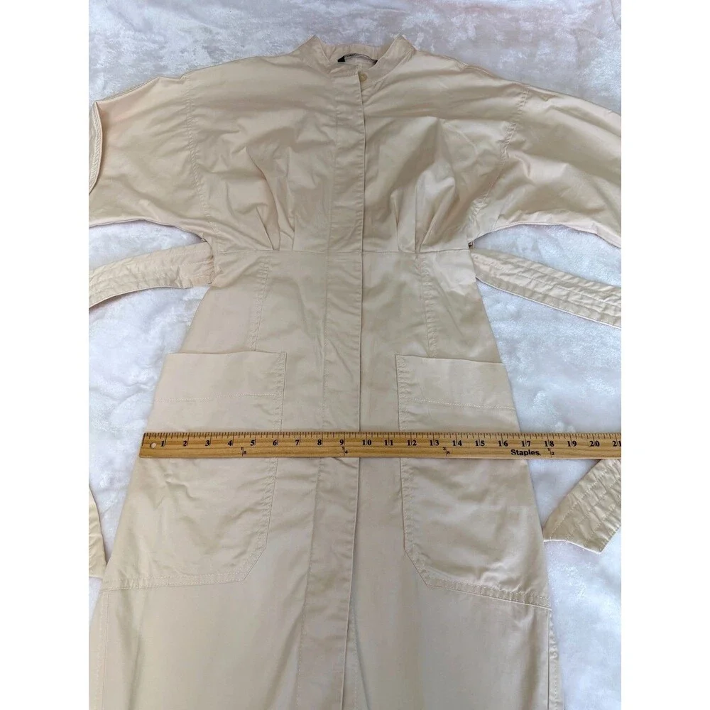 Zara Blush Cotton Oversized Midi Dolman Sleeve Belted Shirt Dress Sz S